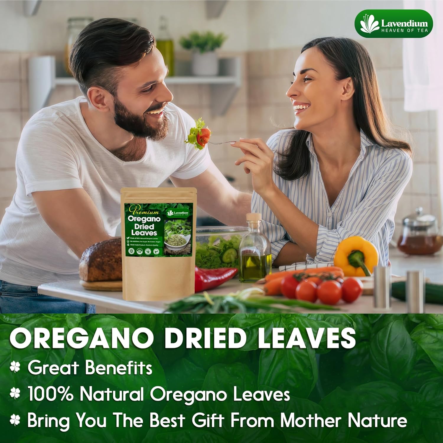 Premium Dried Oregano Leaves – 100% Pure, Non-GMO, Gluten-Free, Vegan – Aromatic Herb for Cooking, Seasoning, Sauces, and Pizza