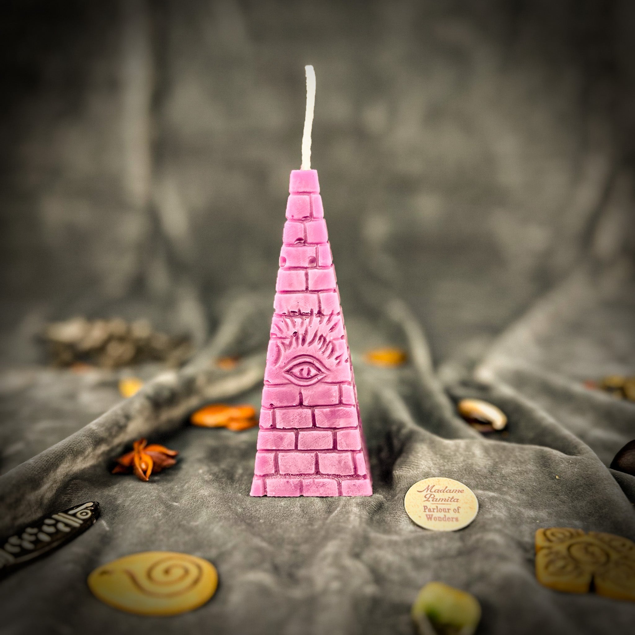 Beeswax All-Seeing Eye Pyramid Spell Candle - Abundance, Prosperity & Intuition