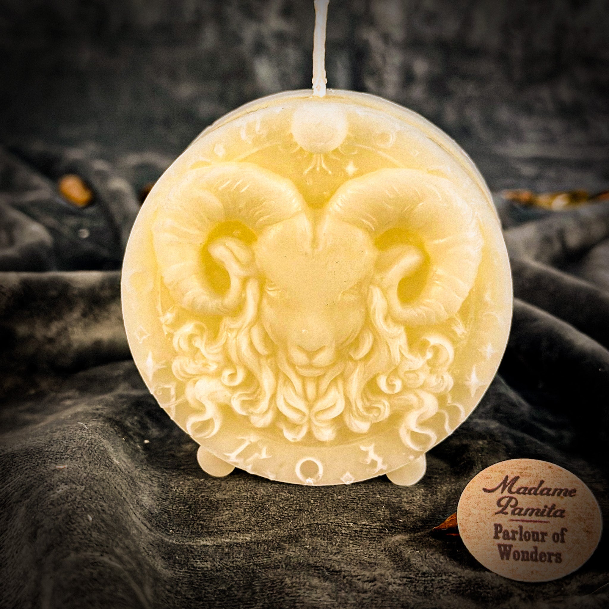 Beeswax Aries Ram Zodiac Spell Candle - Courage, Passion & Victory