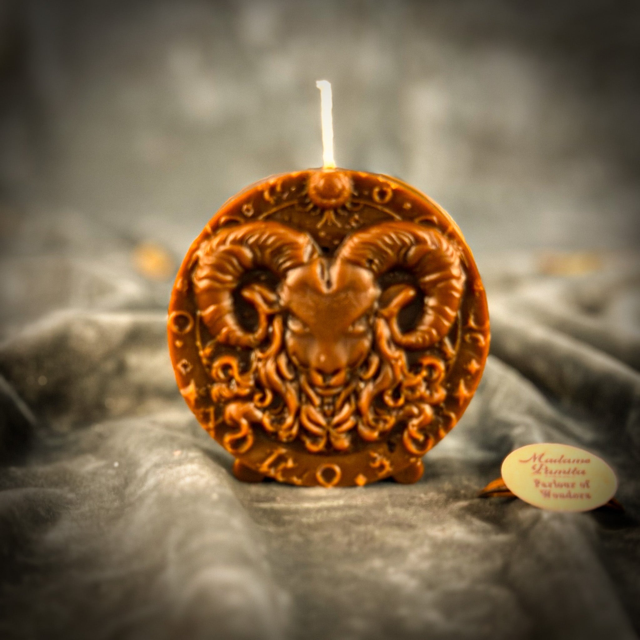Beeswax Aries Ram Zodiac Spell Candle - Courage, Passion & Victory