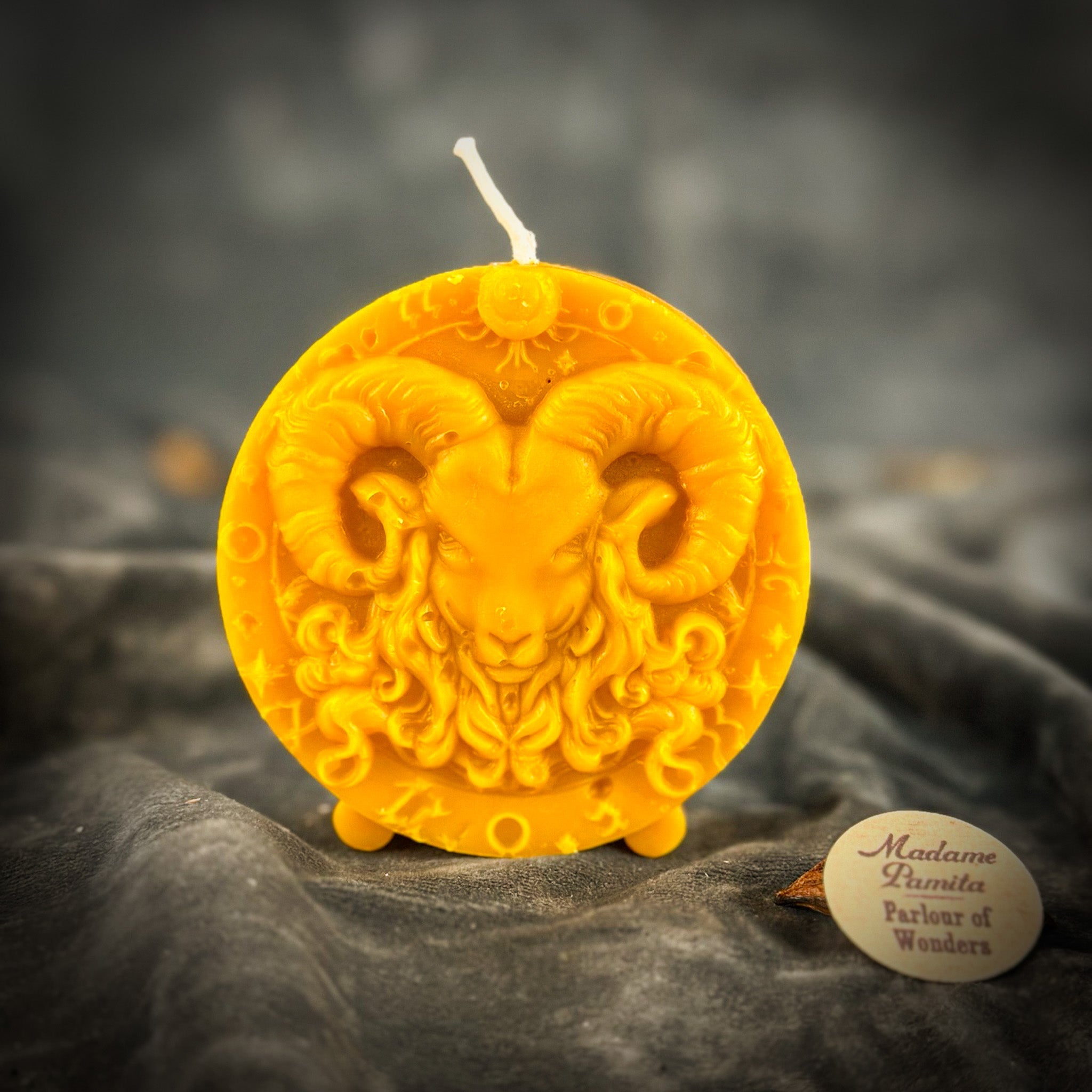 Beeswax Aries Ram Zodiac Spell Candle - Courage, Passion & Victory