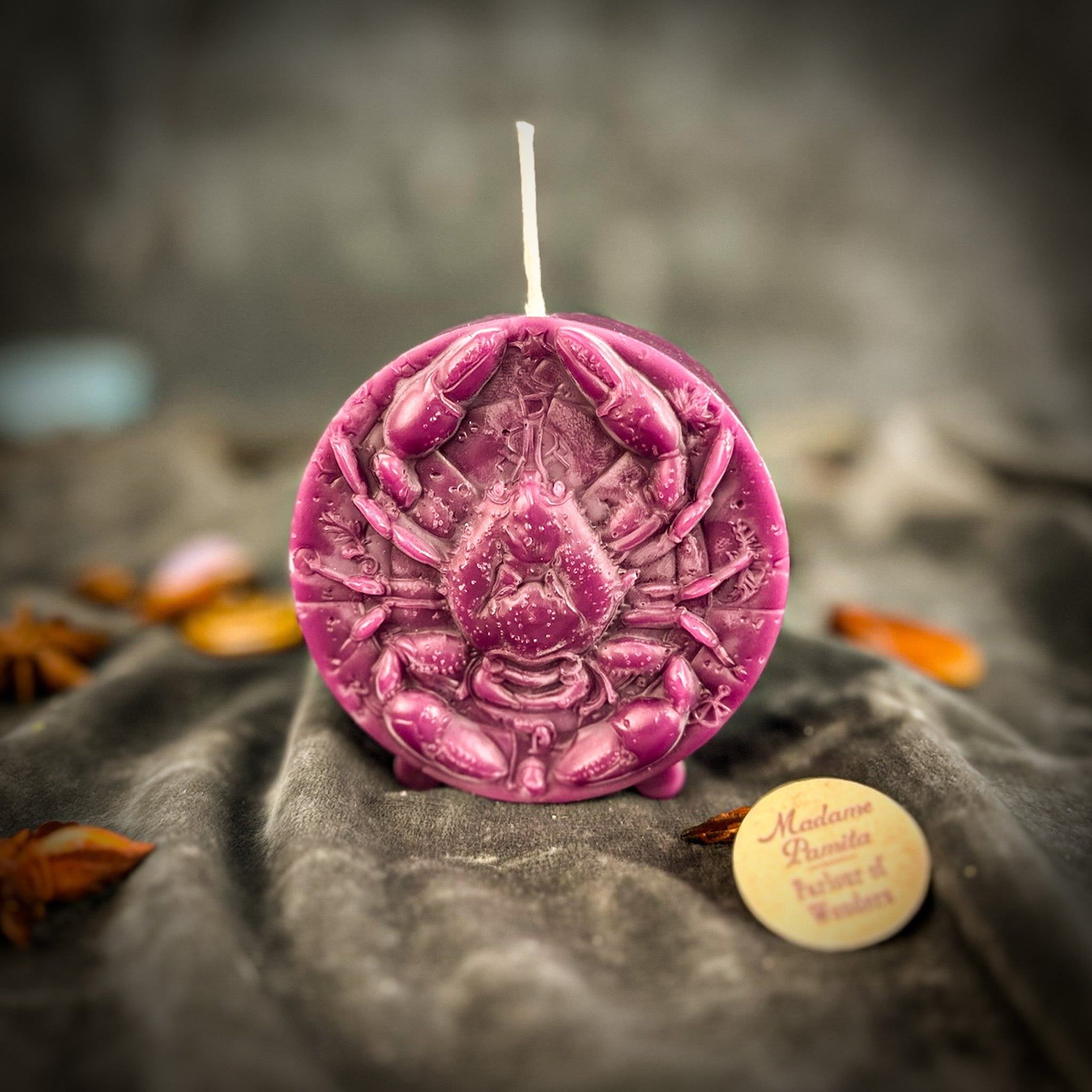 Beeswax Cancer Crab Zodiac Spell Candle - Intuition, Nurturing & Emotional Healing
