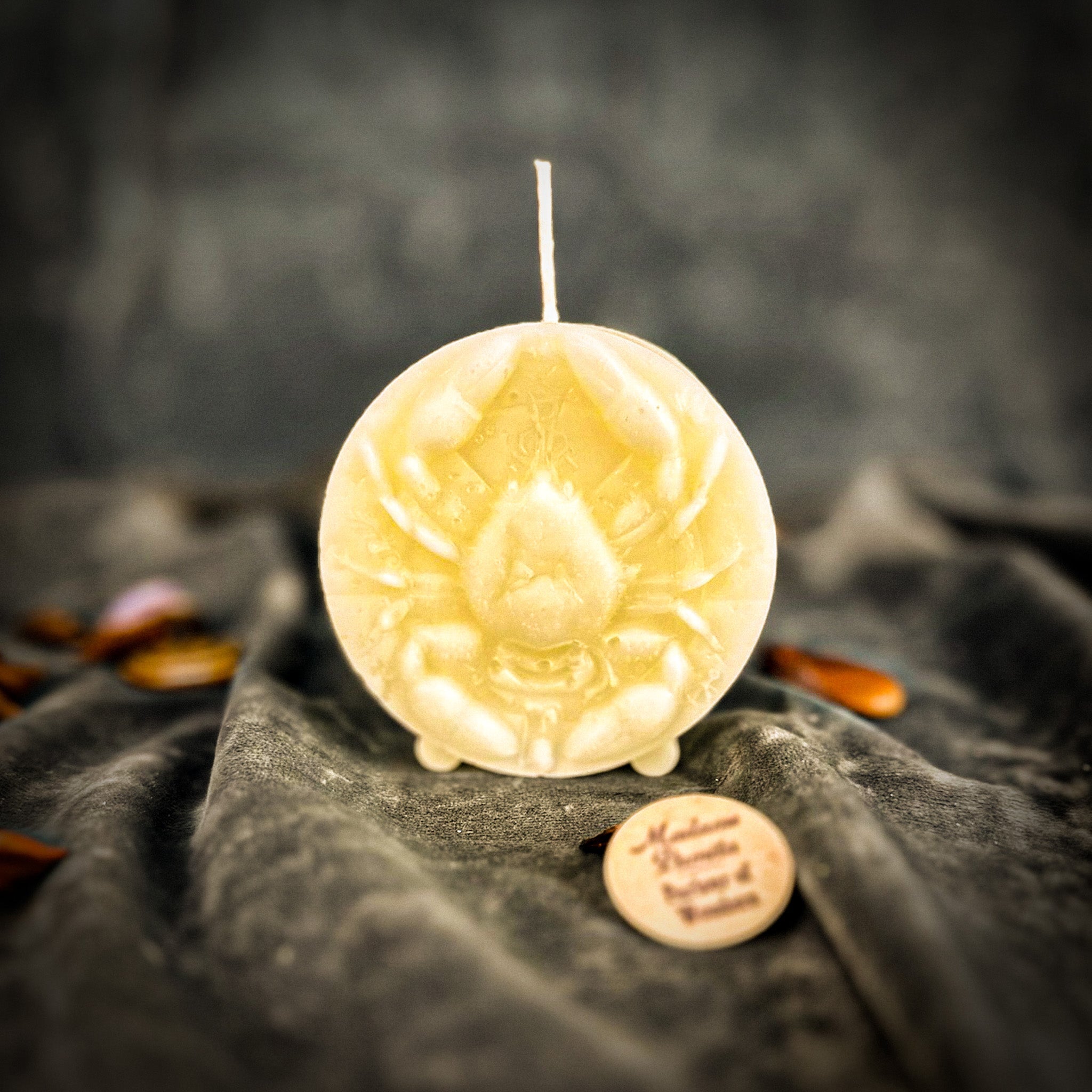 Beeswax Cancer Crab Zodiac Spell Candle - Intuition, Nurturing & Emotional Healing