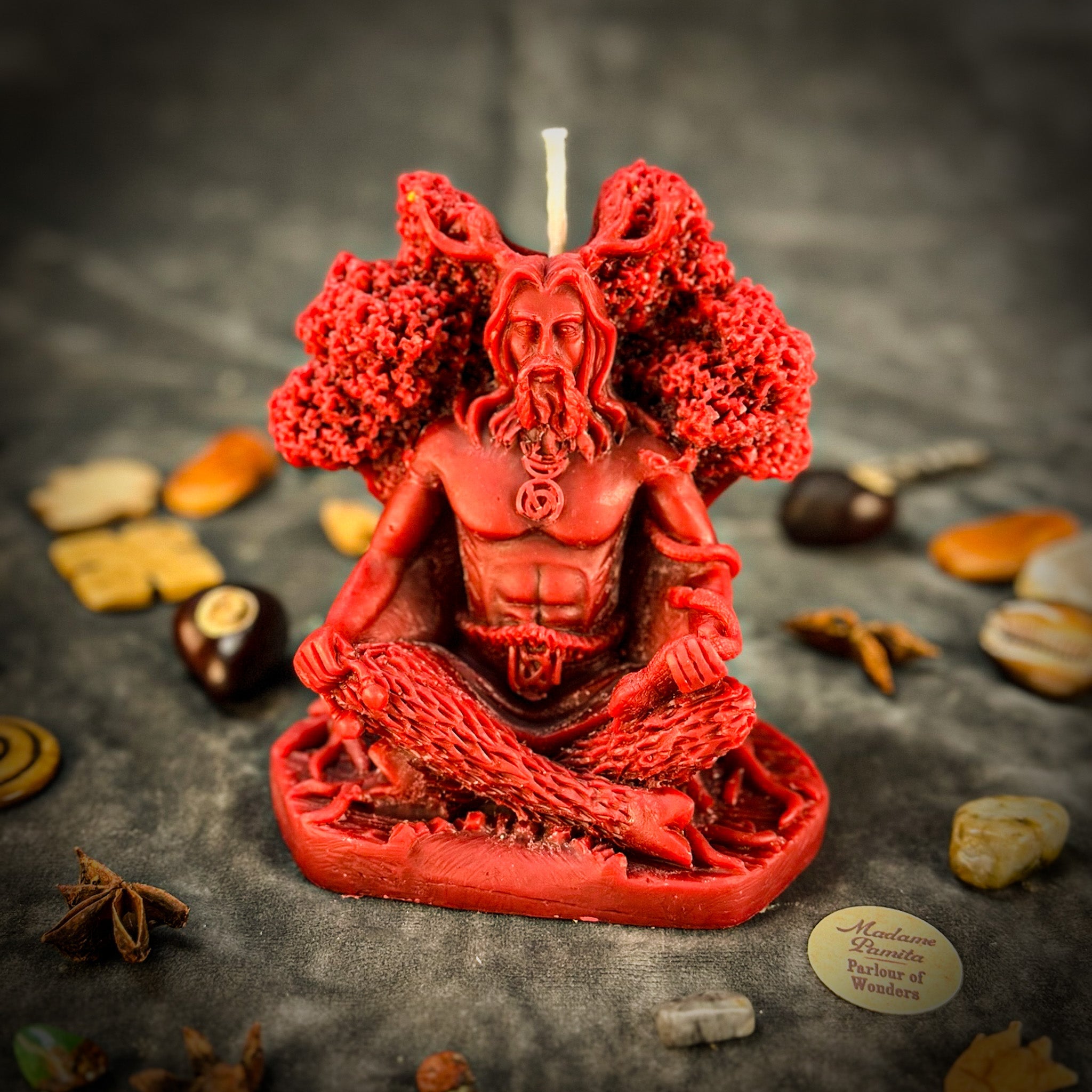 Beeswax Horned God Spell Candle - Cernunnos Nature Magic & Fertility