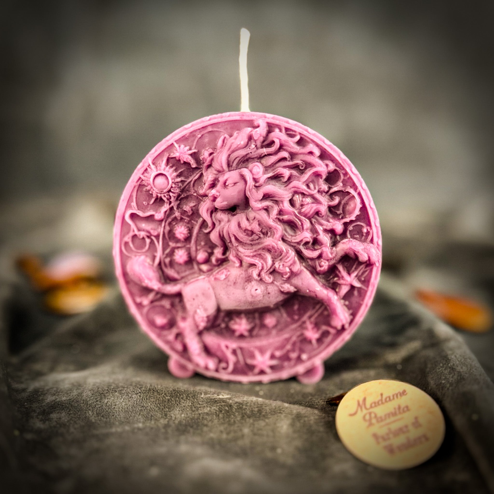 Beeswax Leo Lion Zodiac Spell Candle - Creativity, Confidence & Leadership