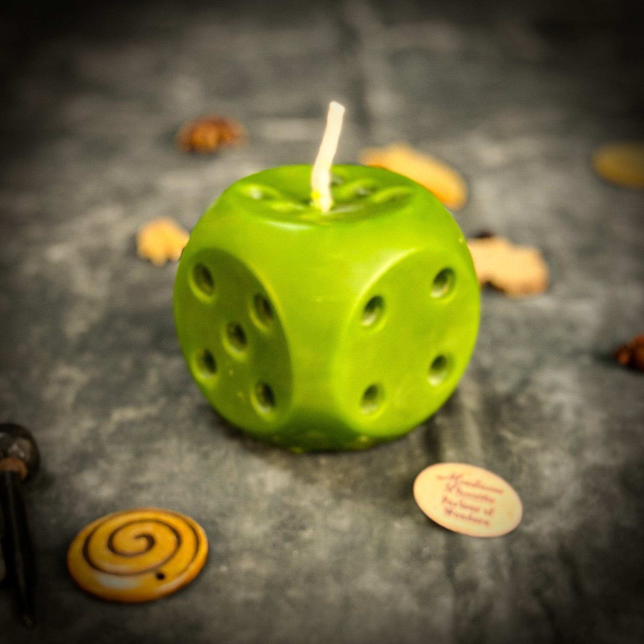Beeswax Lucky Dice Spell Candle - Gambling Luck & Good Fortune