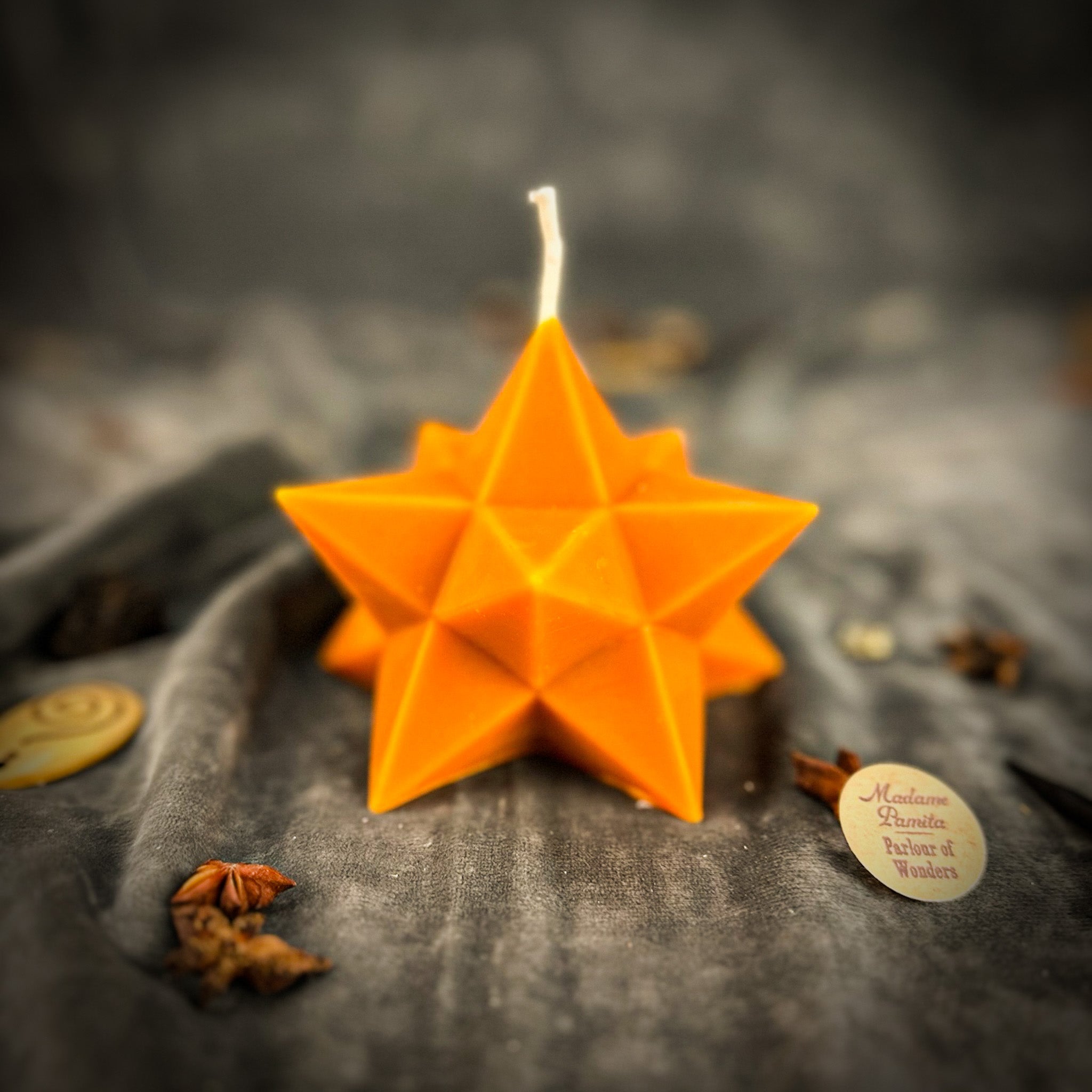 Beeswax Pentagram Merkaba Spell Candle - Protection, Ascension & Sacred Geometry