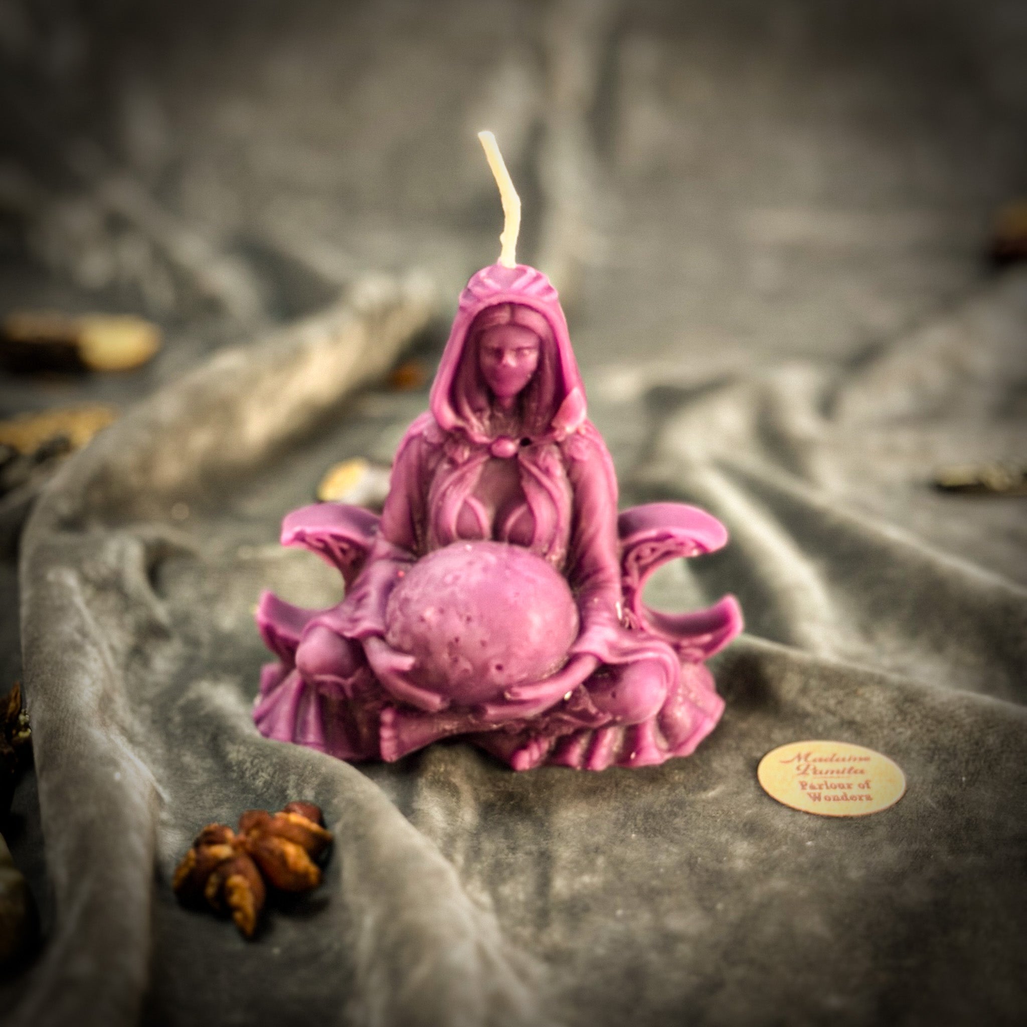 Beeswax Moon Goddess Spell Candle - Lunar Magic & Divine Feminine Energy