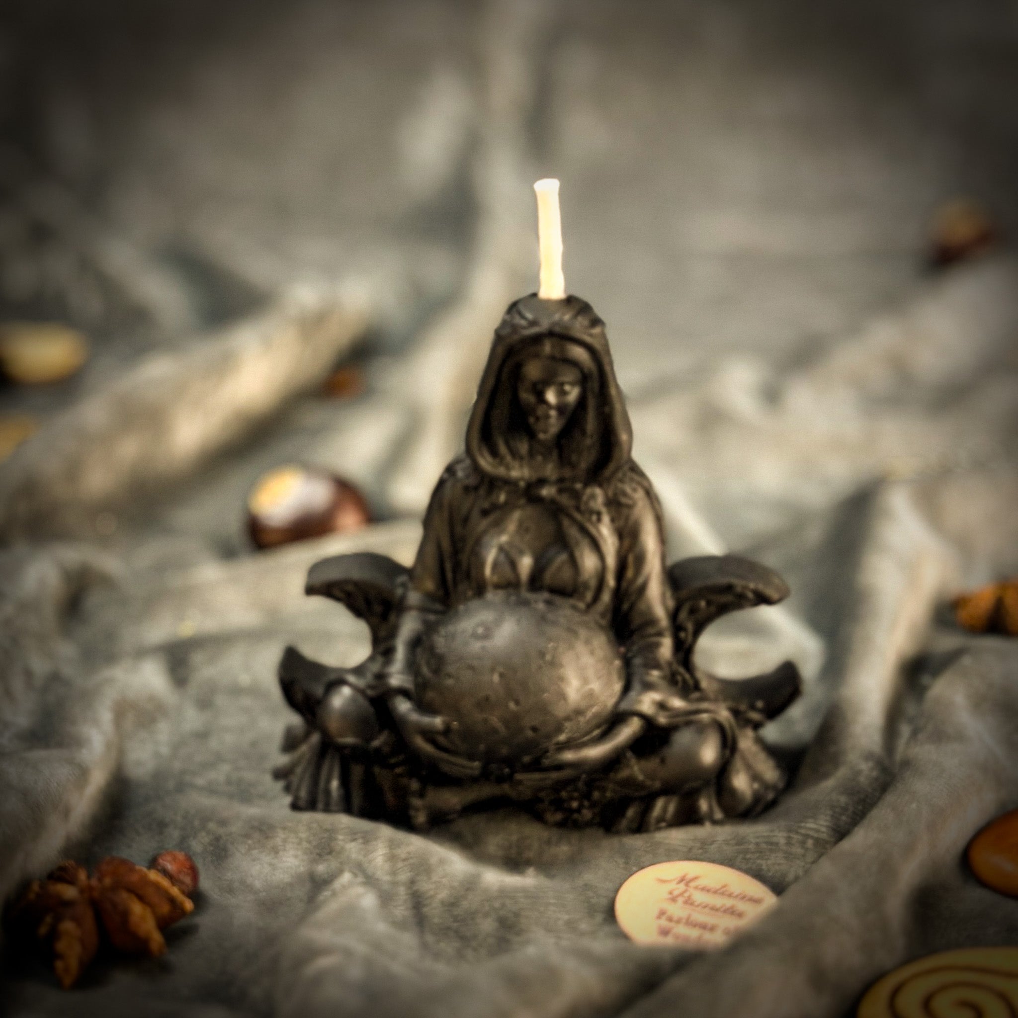 Beeswax Moon Goddess Spell Candle - Lunar Magic & Divine Feminine Energy
