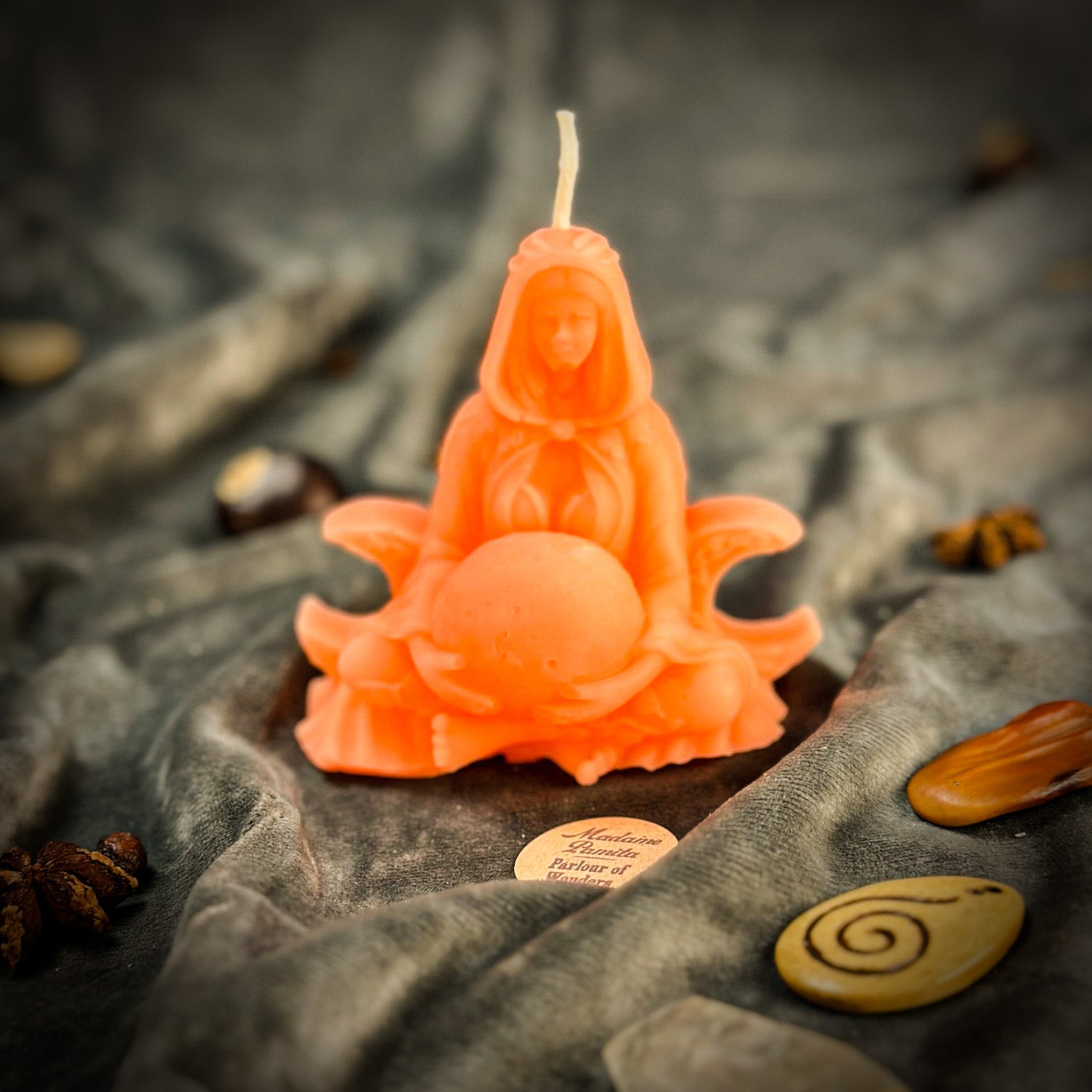 Beeswax Moon Goddess Spell Candle - Lunar Magic & Divine Feminine Energy