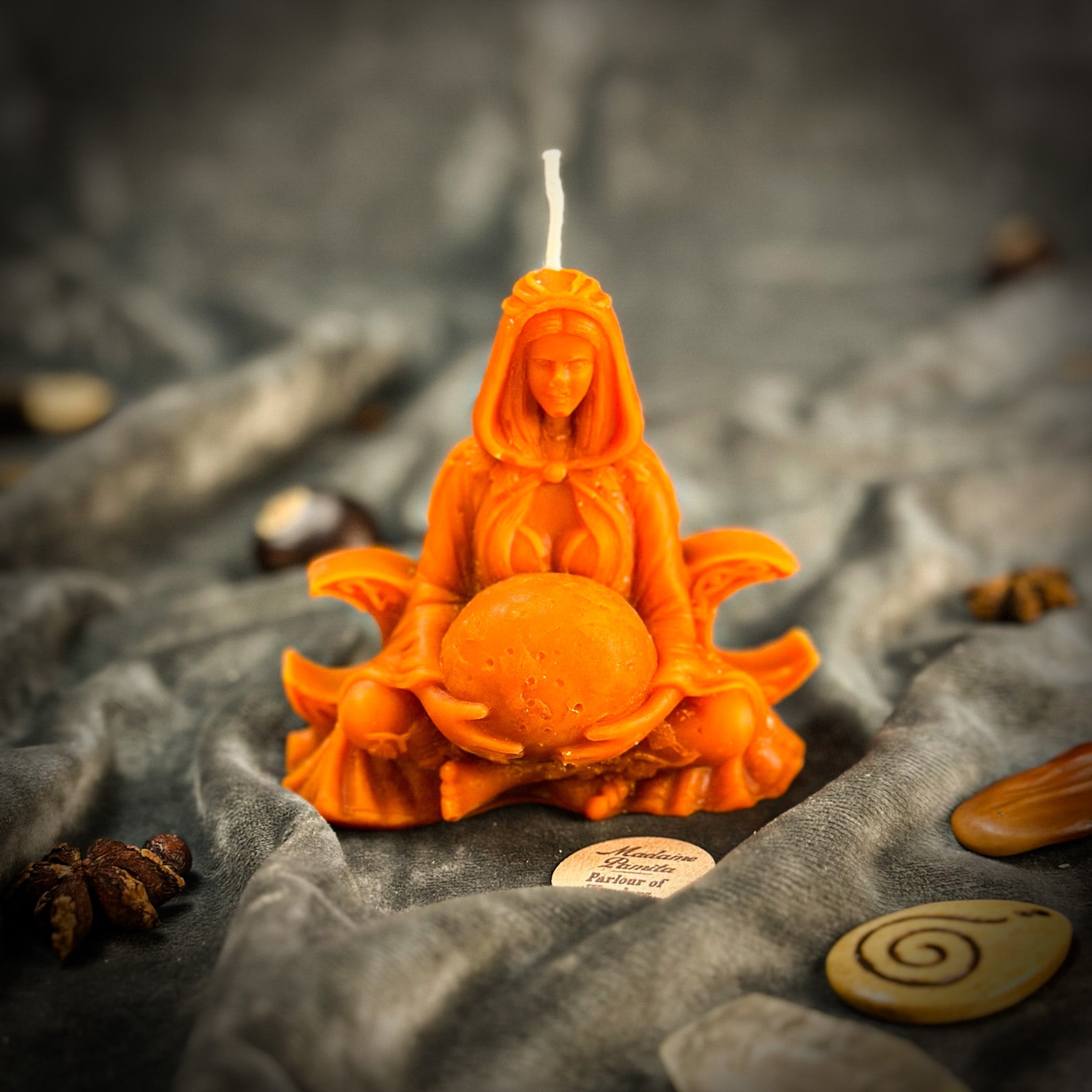 Beeswax Moon Goddess Spell Candle - Lunar Magic & Divine Feminine Energy