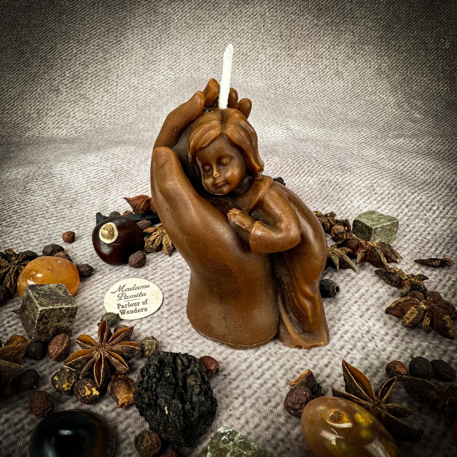 Beeswax Mother and Child Spell Candle - Protection, Fertility & Family Blessing