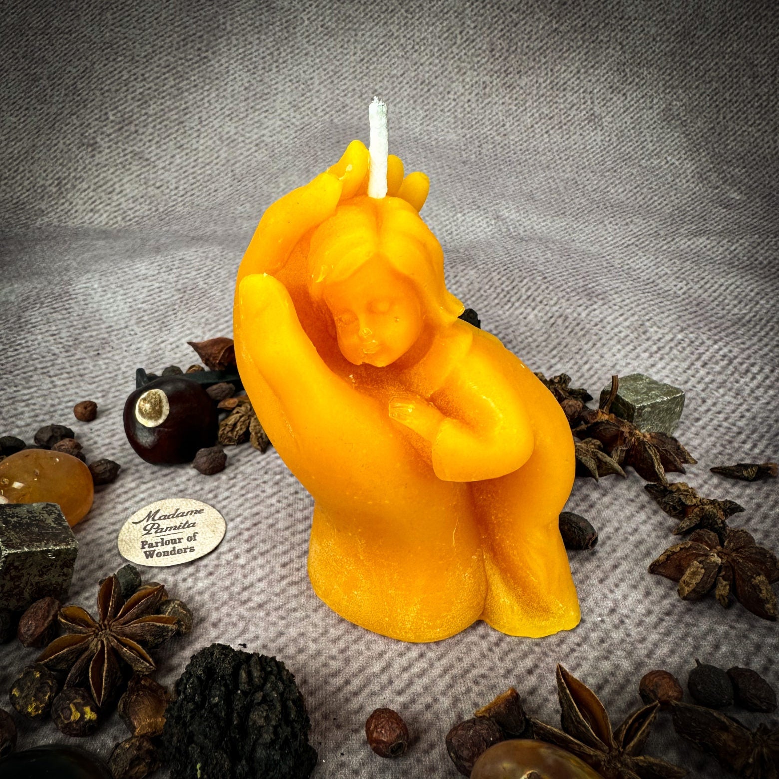 Beeswax Mother and Child Spell Candle - Protection, Fertility & Family Blessing