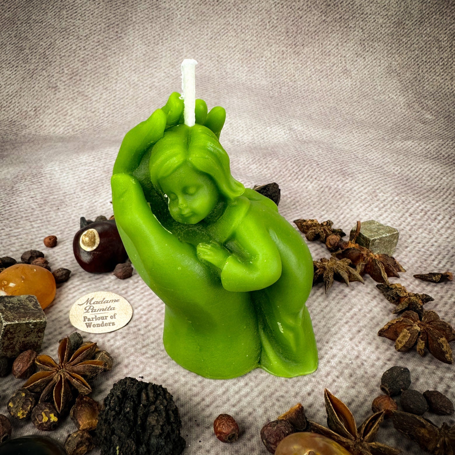 Beeswax Mother and Child Spell Candle - Protection, Fertility & Family Blessing