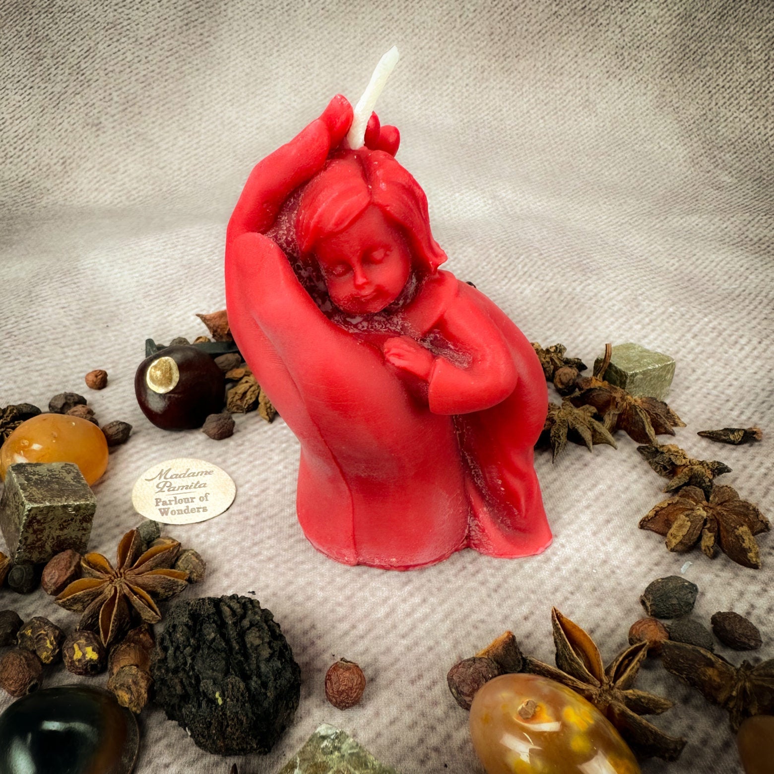 Beeswax Mother and Child Spell Candle - Protection, Fertility & Family Blessing