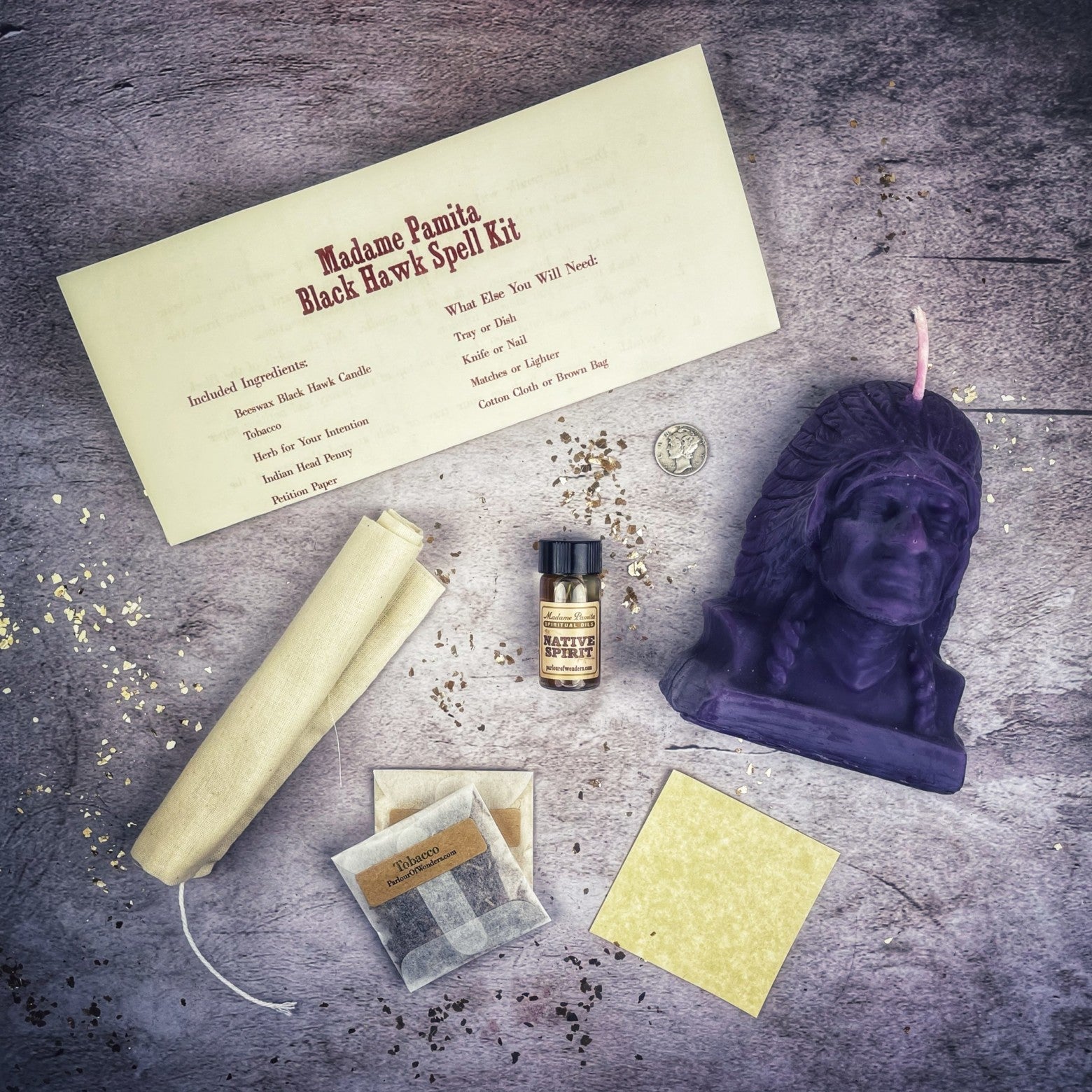 Black Hawk Justice Candle Spell Kit - Spirit Guide & Social Justice Magic