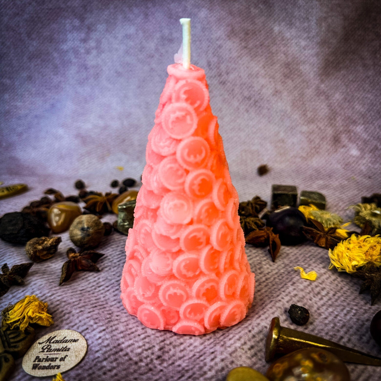 Beeswax Cone of Coins Spell Candle - Money Magnet & Prosperity Magic