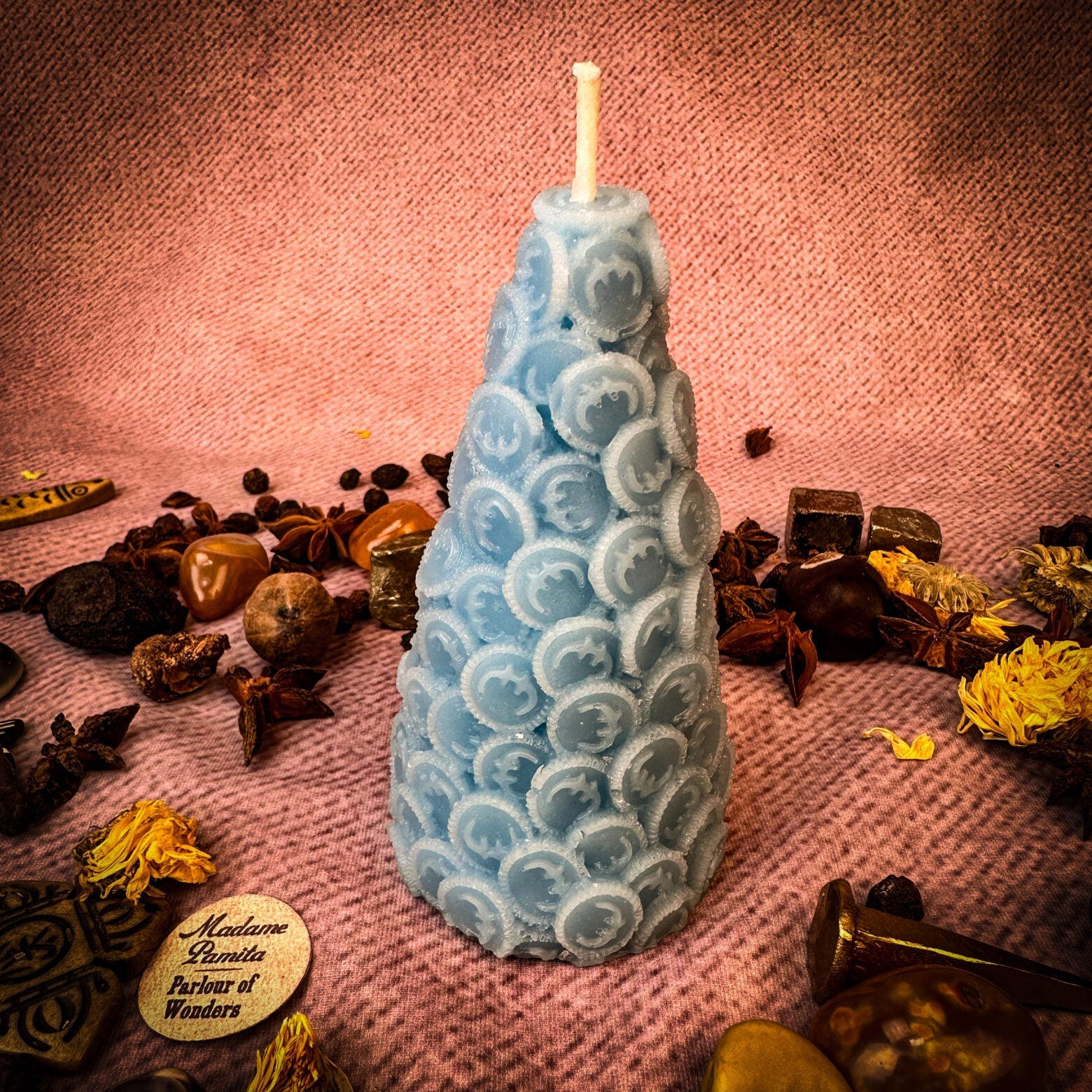 Beeswax Cone of Coins Spell Candle - Money Magnet & Prosperity Magic