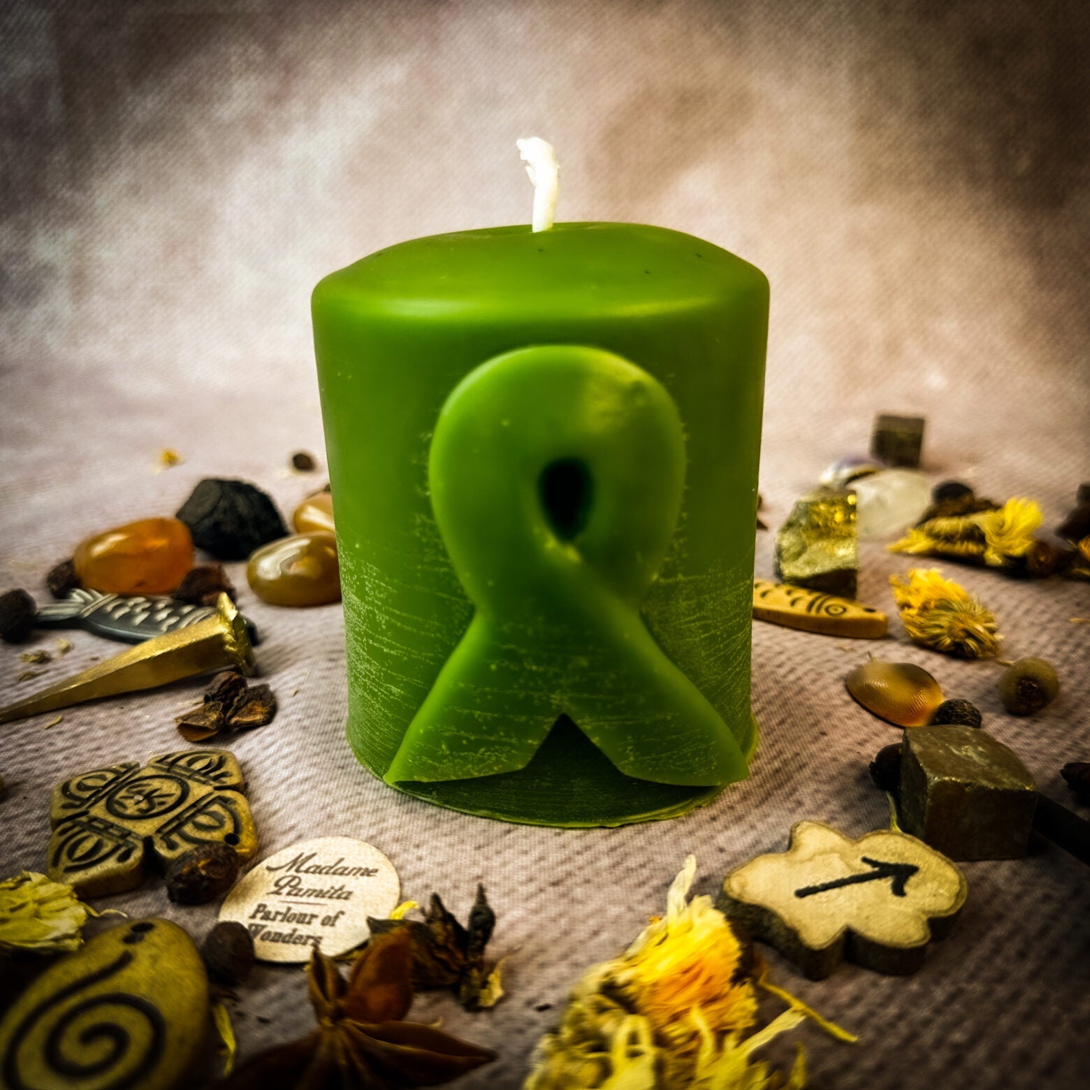 Beeswax Awareness Ribbon Pillar Spell Candle - Honor Heroes & Support Causes