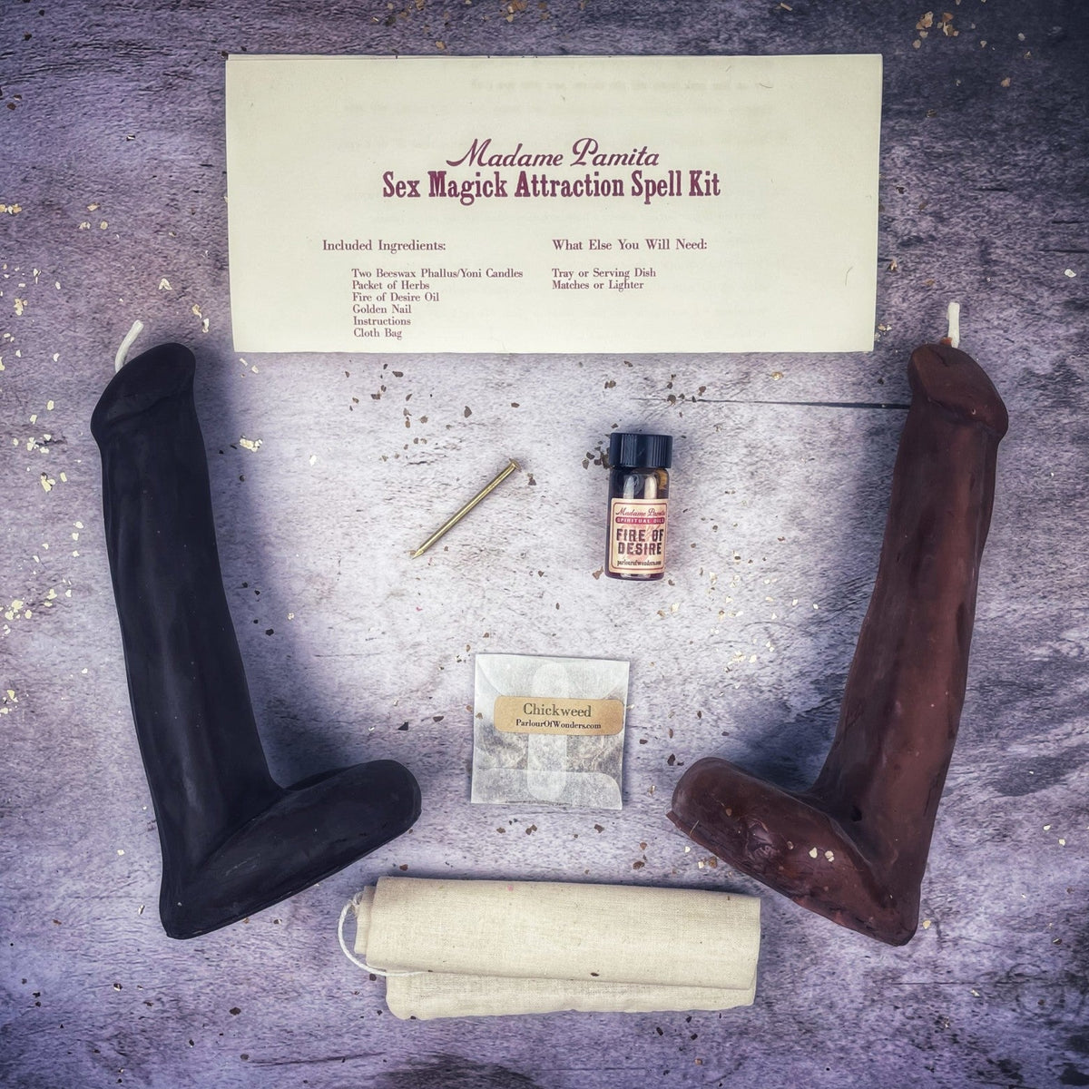 Sex Magick Candle Spell Kit - Phallus/Phallus - Passion & Desire