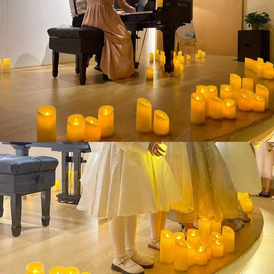 10-120pcs Flameless LED Flickering Pillar Candles – Battery-Operated, Safe, and Reusable for Weddings, Parties, and Home Décor