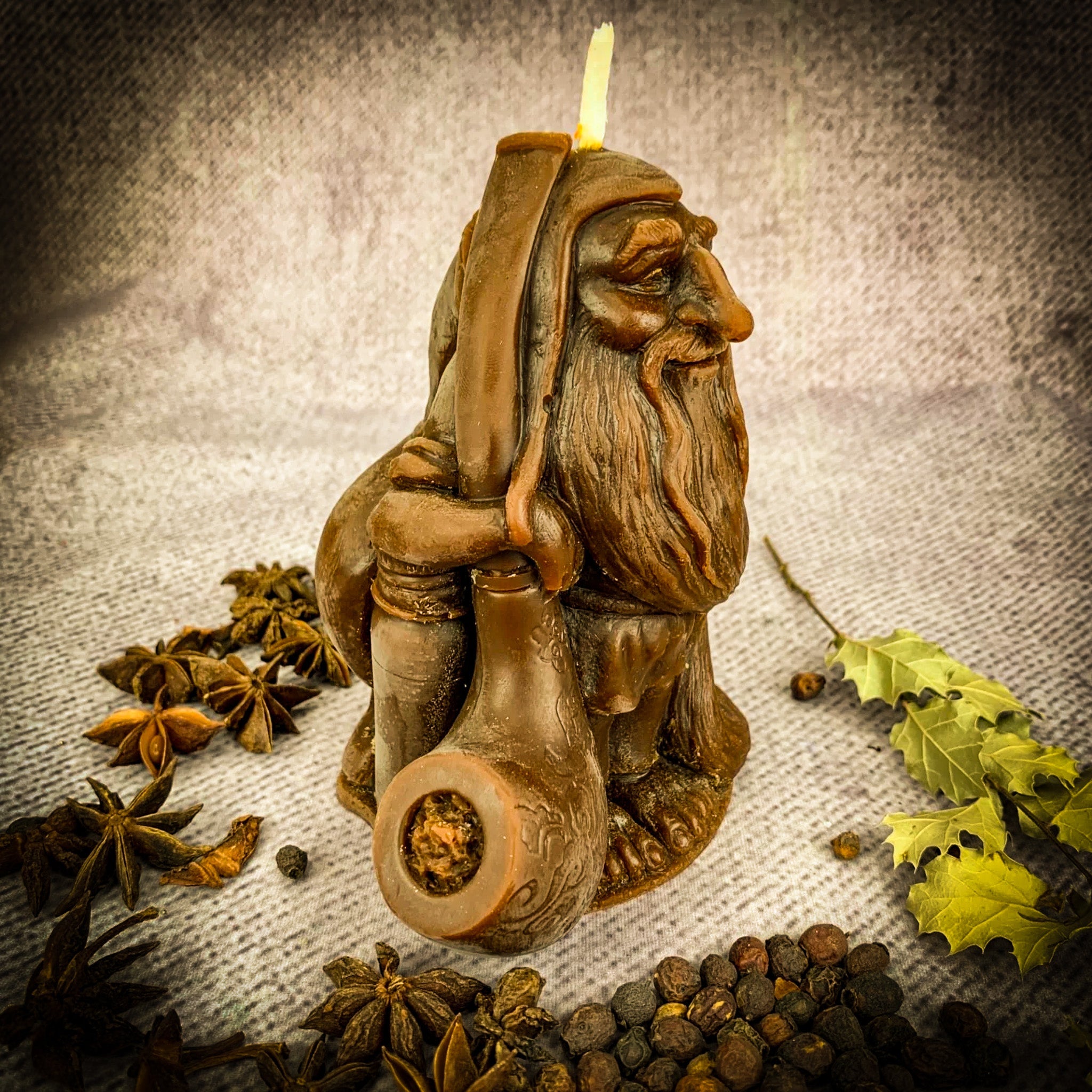 Beeswax Domovyk House Gnome Spell Candle - Home Blessing & Protection