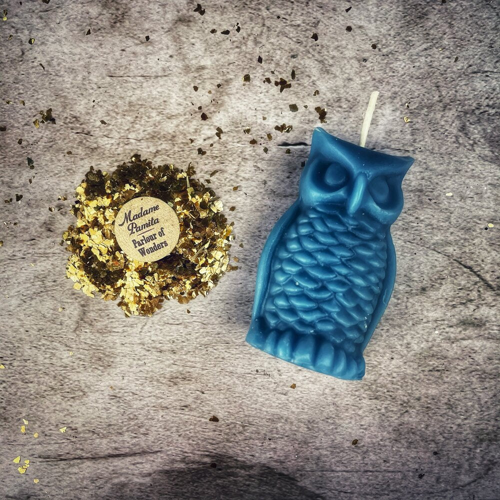 Beeswax Wise Owl Spell Candle - Wisdom & Psychic Awareness Magic