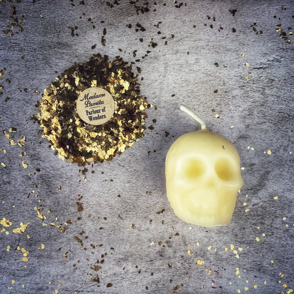 Beeswax Small Skull Spell Candle - Mind Influence & Ancestral Wisdom Magic